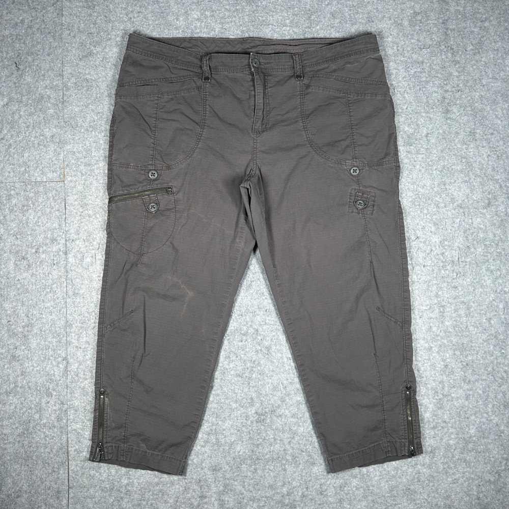 Woolrich Pants Womens 18 Brown Cargo Capri Crop Hiking Outdoor Utility Gorpcore